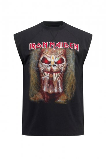 JP1880 Iron Maiden Graphic Comfort Fit Band Tank Top Black - Trička - Trička nadměrné velikosti - 2XL-14XL