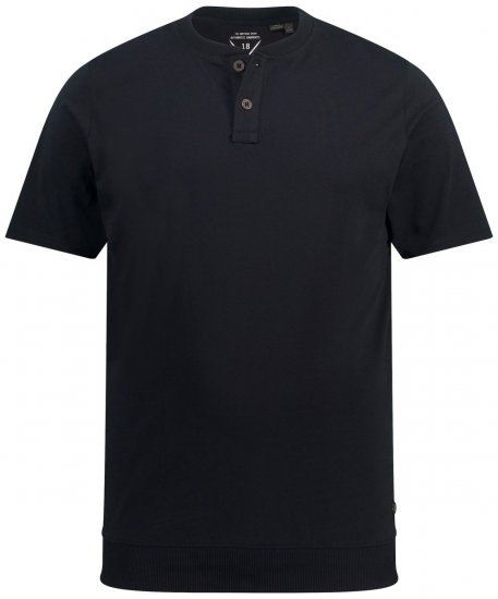 JP1880 818628 Tričko Henley se střihem na bříško Černá - Trička - Trička nadměrné velikosti - 2XL-14XL