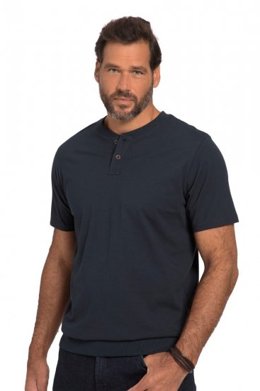 JP1880 818628 Tričko Henley se střihem na bříško Tmavě modrá - Trička - Trička nadměrné velikosti - 2XL-14XL