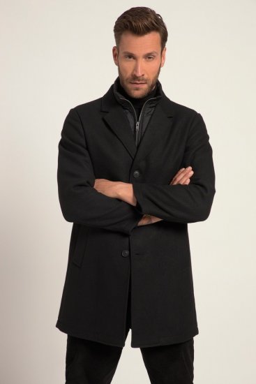 JP1880 Coat Wool Blend Quilted Black - Bundy - Bundy Nadměrné Velikosti - 2XL-8XL