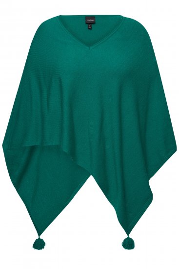 Ulla Popken Knit Pointed Hem Poncho Emerald Green - Mikiny & mikiny s kapucí - 