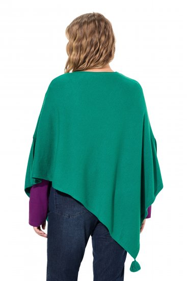 Ulla Popken Knit Pointed Hem Poncho Emerald Green - Mikiny & mikiny s kapucí - 