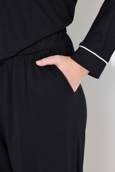 Ulla Popken 823030 Pyžamo s košilovým límcem Černá - Pyžama/oblečení pro volný čas - 