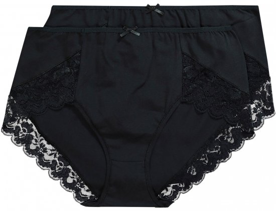 Ulla Popken 824106 Kalhotky s krajkou 2 ks Černá - Kalhotky - 