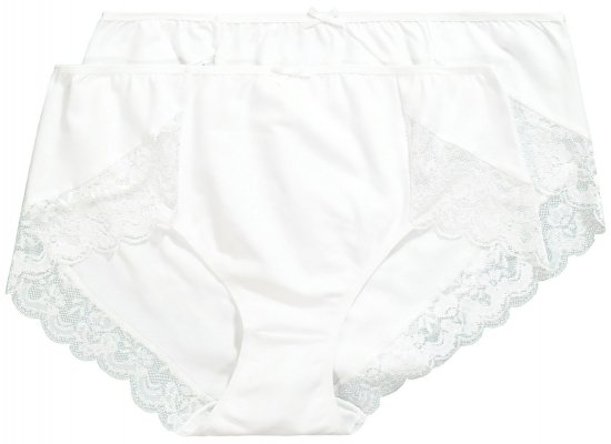 Ulla Popken 824106 Boxerky s krajkou 2 ks Bílá - Kalhotky - 