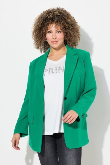 Ulla Popken 826487 Oversize sako s klopovými kapsami Smaragdová - Blejzry - Saka v nadměrných velikostech pro ženy