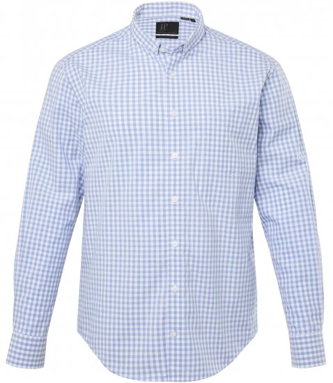 JP1880 Modern Fit Button-Down Collar Long Sleeve Check Shirt Light Blue - Košile - Košile 2XL-10XL