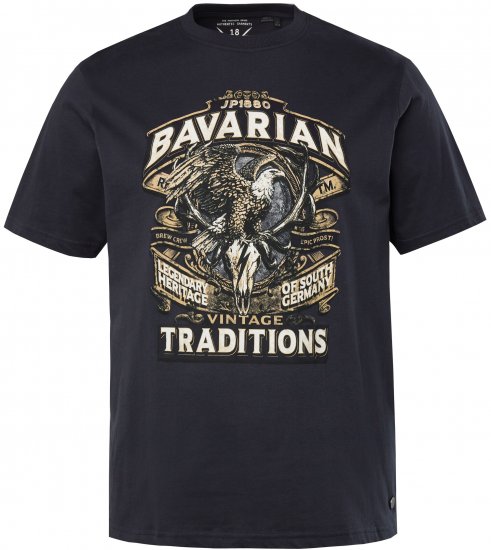 JP1880 Bavarian Design Vintage Looking T-Shirt Navy Blue - Trička - Trička nadměrné velikosti - 2XL-14XL