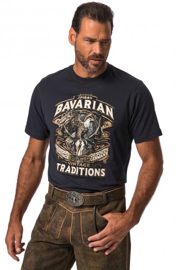 JP1880 Bavarian Design Vintage Looking T-Shirt Navy Blue - Trička - Trička nadměrné velikosti - 2XL-14XL