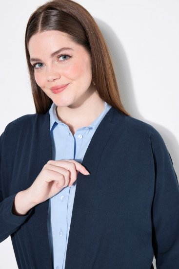 Ulla Popken 827116 Bolerko se stojáčkem ze směsi lnu Tmavě modrá - Bolerka - 