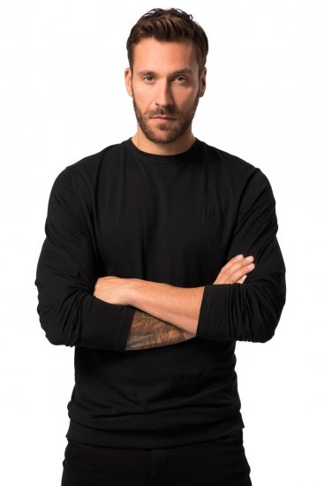 JP1880 827128 Tričko s dlouhým rukávem se střihem na bříško Černá - Trička - Trička nadměrné velikosti - 2XL-14XL