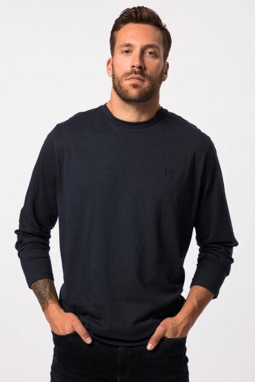 JP1880 827128 Tričko s dlouhým rukávem se střihem na bříško Tmavě modrá - Trička - Trička nadměrné velikosti - 2XL-14XL