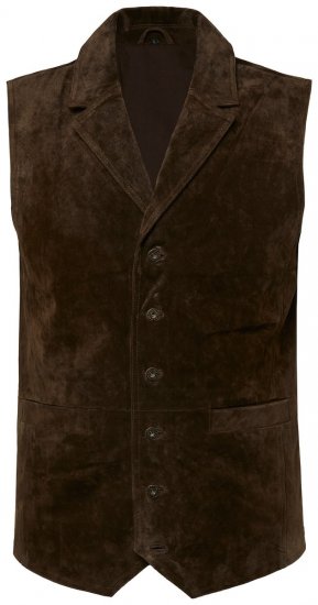 JP1880 827437 Semišová vesta s klopami Tmavě hnědá - Obleky - Obleky 2XL-8XL