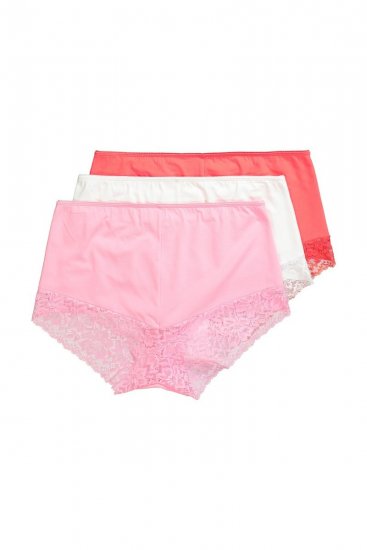 Ulla Popken 827465 Kalhotky hipster s krajkou 3 ks Růžová - Kalhotky - 