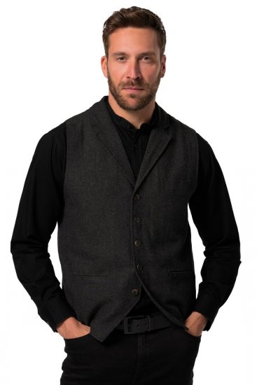 JP1880 828736 Tvídová vesta s pleteným zadním dílem Černá - Obleky - Obleky 2XL-8XL