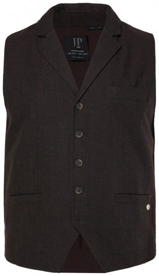 JP1880 828736 Tvídová vesta s pleteným zadním dílem Tmavě hnědá - Obleky - Obleky 2XL-8XL