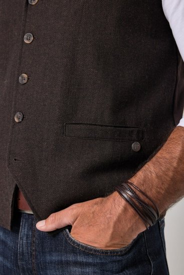 JP1880 828736 Tvídová vesta s pleteným zadním dílem Tmavě hnědá - Obleky - Obleky 2XL-8XL