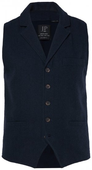 JP1880 828736 Tvídová vesta s pleteným zadním dílem Tmavě modrá - Obleky - Obleky 2XL-8XL