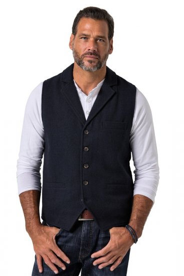 JP1880 828736 Tvídová vesta s pleteným zadním dílem Tmavě modrá - Obleky - Obleky 2XL-8XL