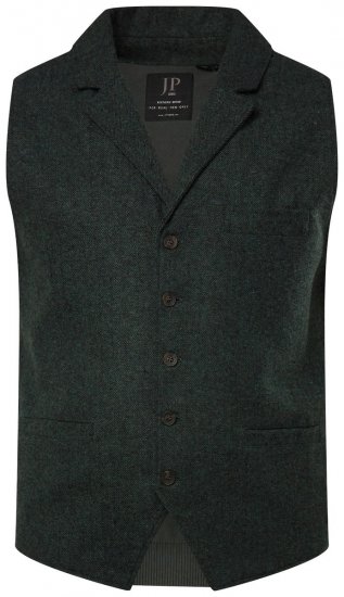 JP1880 828736 Tvídová vesta s pleteným zadním dílem Lahvově zelená - Obleky - Obleky 2XL-8XL