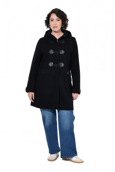 Ulla Popken 829347 Duffle coat Černá - Kabáty - Dámské kabáty pro plnoštíhlé