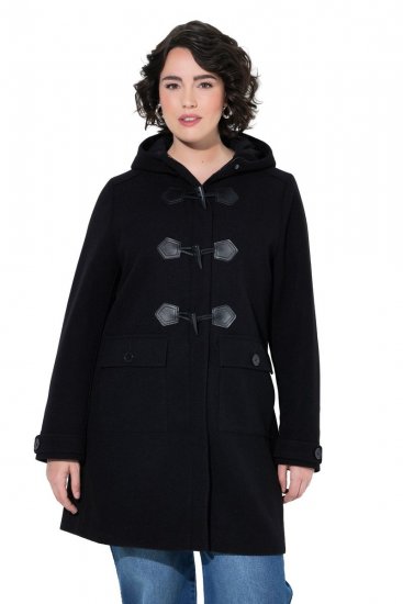 Ulla Popken 829347 Duffle coat Černá - Kabáty - Dámské kabáty pro plnoštíhlé