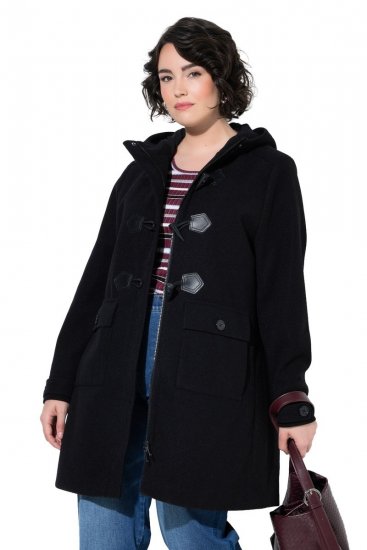 Ulla Popken 829347 Duffle coat Černá - Kabáty - Dámské kabáty pro plnoštíhlé