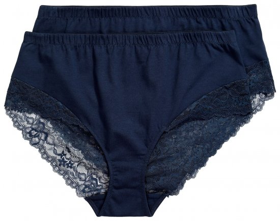 Ulla Popken 830094 Kalhotky s krajkou 2 ks Tmavě modrá - Kalhotky - 