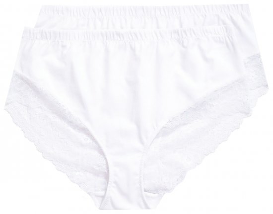 Ulla Popken 830094 Kalhotky s krajkou 2 ks Bílá - Kalhotky - 