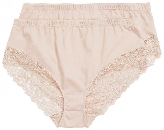 Ulla Popken 830094 Kalhotky s krajkou 2 ks Béžová - Kalhotky - 