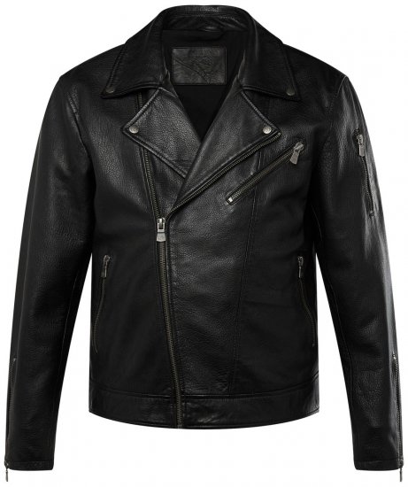 JP1880 830586 Biker bunda z jehněčí nappy Černá - Bundy - Bundy Nadměrné Velikosti - 2XL-8XL