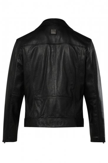 JP1880 830586 Biker bunda z jehněčí nappy Černá - Bundy - Bundy Nadměrné Velikosti - 2XL-8XL
