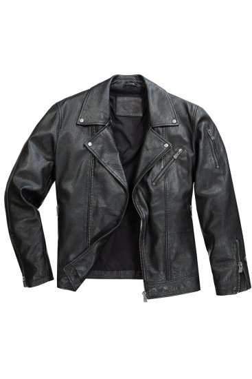 JP1880 830586 Biker bunda z jehněčí nappy Černá - Bundy - Bundy Nadměrné Velikosti - 2XL-8XL