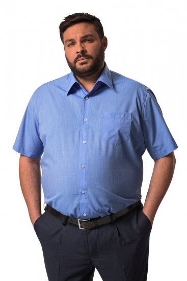 Men+ 758 Business košile s krátkým rukávem s otevřeným límcem Světle modrá - Košile - Košile 2XL-10XL