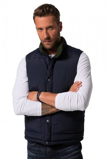 JP1880 831193 Vesta s teddy podšívkou Tmavě modrá - Bundy - Bundy Nadměrné Velikosti - 2XL-8XL