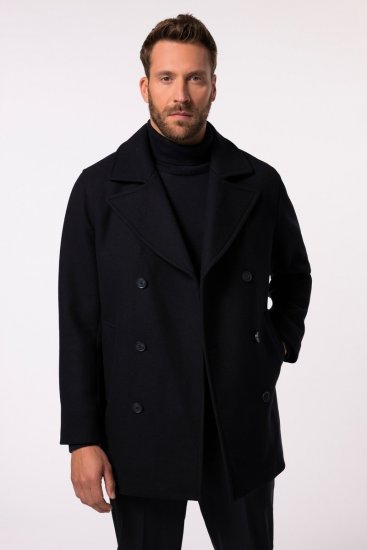 JP1880 Caban Short Double-breasted Overcoat Navy - Bundy - Bundy Nadměrné Velikosti - 2XL-8XL
