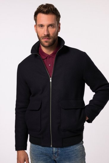 JP1880 831627 Bomber bunda ze směsi vlny Tmavě modrá - Bundy - Bundy Nadměrné Velikosti - 2XL-8XL