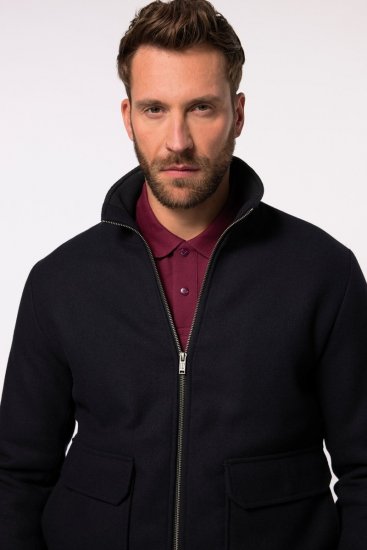 JP1880 831627 Bomber bunda ze směsi vlny Tmavě modrá - Bundy - Bundy Nadměrné Velikosti - 2XL-8XL
