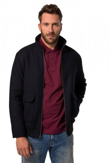 JP1880 831627 Bomber bunda ze směsi vlny Tmavě modrá - Bundy - Bundy Nadměrné Velikosti - 2XL-8XL