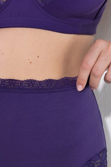 Ulla Popken 831866 Kalhotky s vysokým pasem a krajkou 3 ks Královská modrá - Kalhotky - 