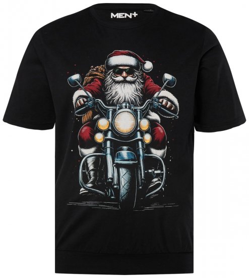 Men+ 148 Tričko bellyfit Santa na motorce Černá - Trička - Trička nadměrné velikosti - 2XL-14XL