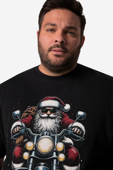 Men+ 148 Tričko bellyfit Santa na motorce Černá - Trička - Trička nadměrné velikosti - 2XL-14XL