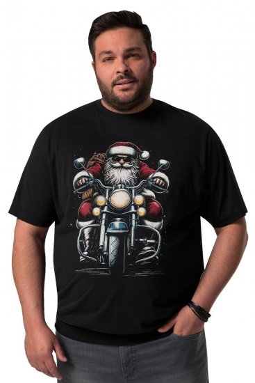 Men+ 148 Tričko bellyfit Santa na motorce Černá - Trička - Trička nadměrné velikosti - 2XL-14XL