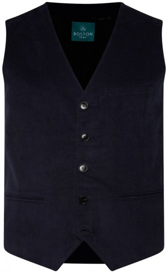 Boston Park 952 Manšestrová vesta s pleteným zadním dílem Tmavě modrá - Obleky - Obleky 2XL-8XL
