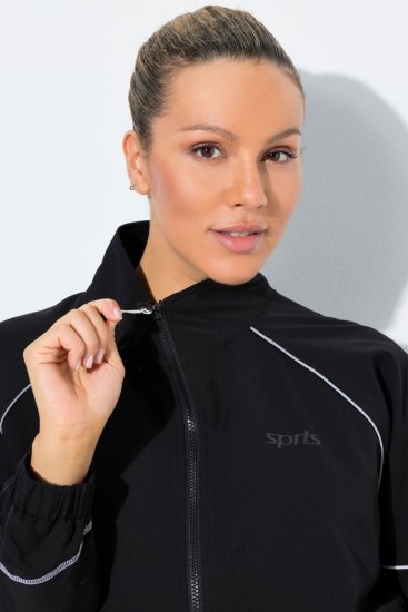 Ulla Popken 833237 Sportovní bunda s reflexními detaily Černá - Bundy - Dámské bundy velkých velikostí
