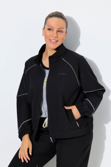 Ulla Popken 833237 Sportovní bunda s reflexními detaily Černá - Bundy - Dámské bundy velkých velikostí