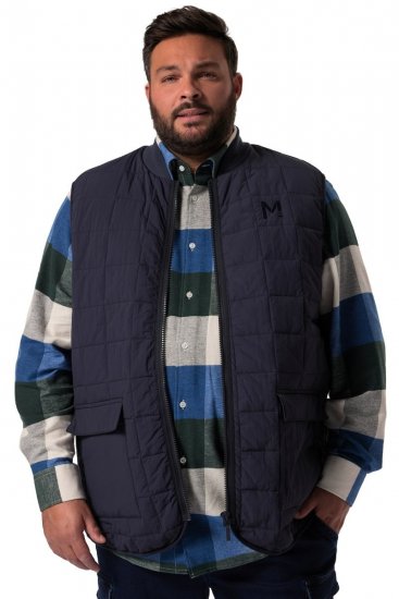 Men+ 464 Vesta prošívaná s college límcem Tmavě modrá - Bundy - Bundy Nadměrné Velikosti - 2XL-8XL
