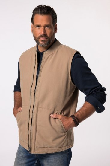 JP1880 834734 Canvasová vesta Tmavě béžová - Bundy - Bundy Nadměrné Velikosti - 2XL-8XL
