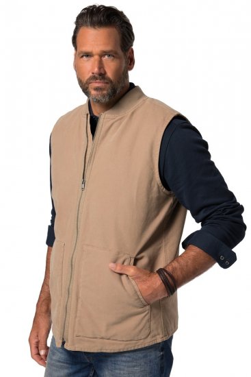 JP1880 834734 Canvasová vesta Tmavě béžová - Bundy - Bundy Nadměrné Velikosti - 2XL-8XL
