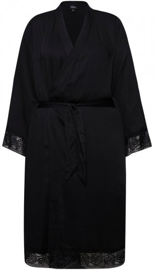 Ulla Popken 834837 Kimono župan s krajkou Černá - Župany - 